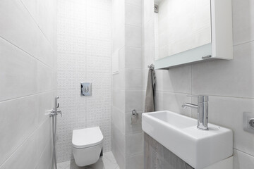 modern bathroom room with toilet and washing machine