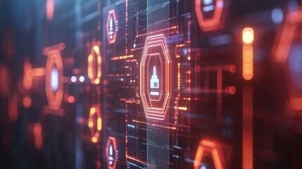 Obraz premium Technology Symbols on Clean Soft Light Background