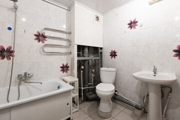 modern bathroom room with toilet and washing machine