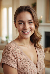 Portrait einer attraktiven jungen Frau zuhause