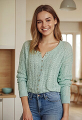 Portrait einer attraktiven jungen Frau zuhause