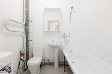 modern bathroom room with toilet and washing machine