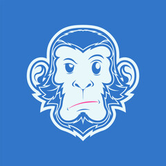 Flat illustration of a monkey head: vector illustration, mascot, logo.