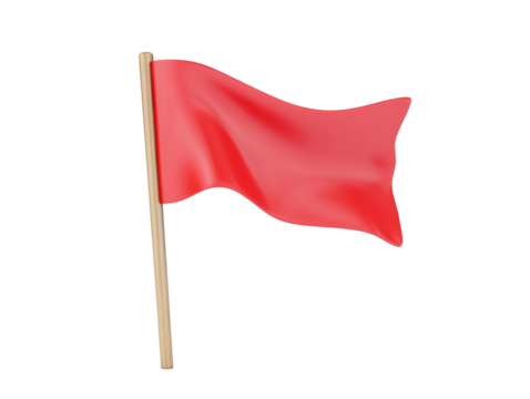 Simple red flag waving in the wind outdoors