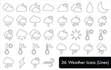 Weather Icons, Vector Icons, Pictogram, color, fill, lines, Icon Pack, Climate
