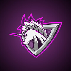 The logo mascot of a unicorn: mascot, vector illustration, logo.