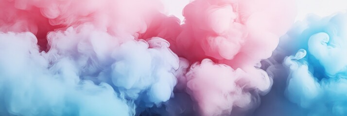 Colorful smoke swirls blend shades of pink, blue, and purple in a dynamic cloud formation during a creative display at an event