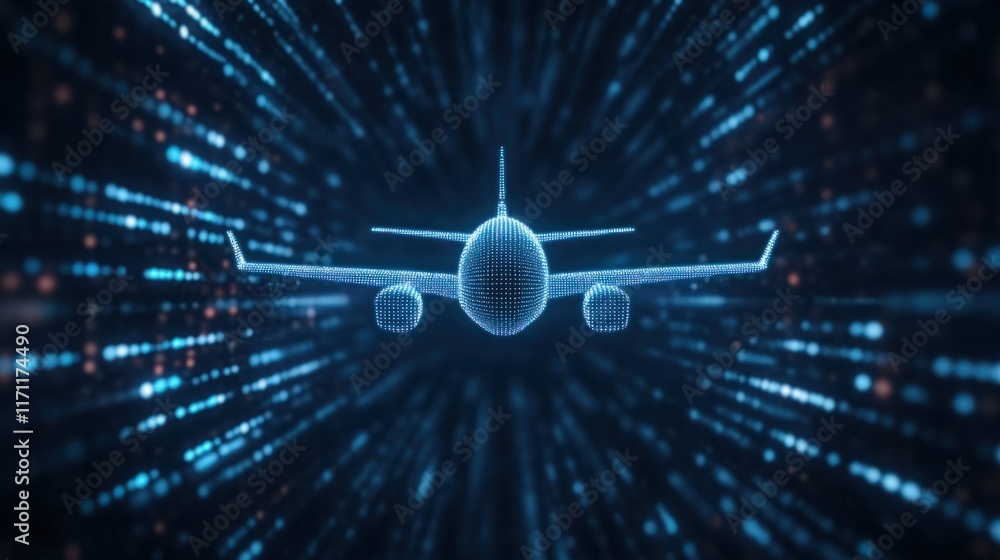 Aufkleber digital airplane in futuristic space representing technological advancement and innovative travel so