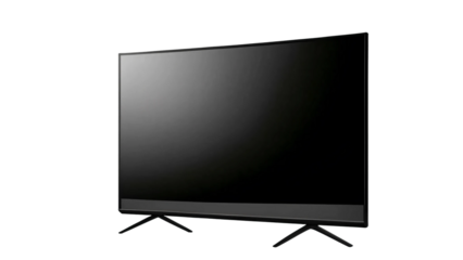 Modern large black TV isolated on transparent background
