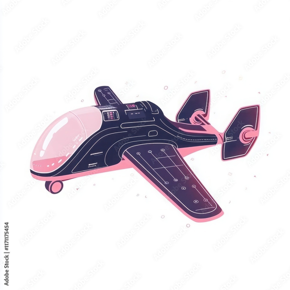 Aufkleber futuristic illustration of a sleek flying vehicle with streamlined design and unique color palette f