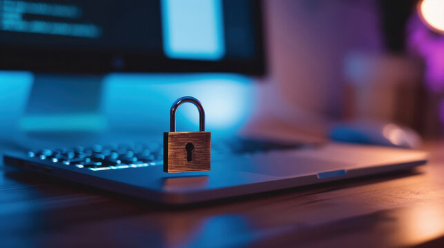 artificial intelligence concept security lock on laptop screen