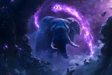 Elephant Walks Through Cosmic Portal