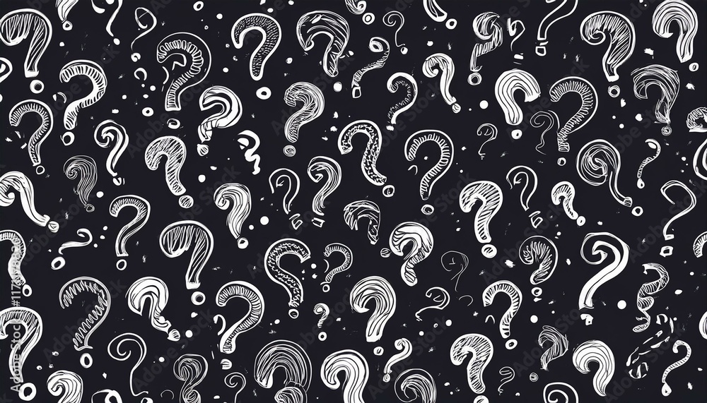 Aufkleber vector random sign question marks seamless pattern background. backdrop interrogation. question