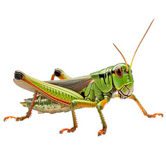 Colorful grasshopper perched on a leaf in nature