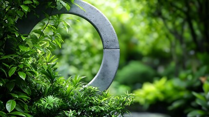 Lush verdant garden arch surrounded by a flourishing and vibrant display of plants leaves