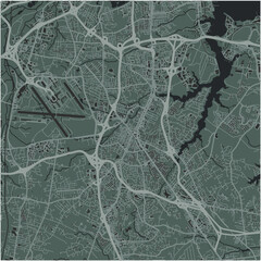 Map of Glen Burnie in Maryland in a smooth dark style. Contains layered vector with roads water, parks, etc.