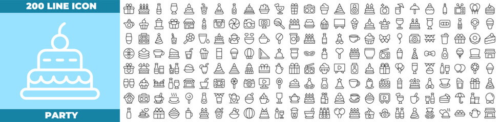Fototapeta premium Party Line Editable Icons set