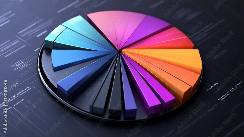 Poster A visually appealing D pie chart featuring interactive segments, where colors change upon hovering, symbolizing a modern approach to data representation.