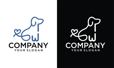 Creative Love animal logo with dog and heart