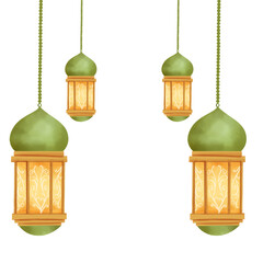 Four Arabic Lantern in Ramadan Kareem Illustration