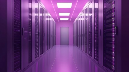 Futuristic Cooling System Room with High Contrast Lighting