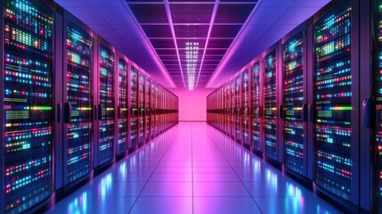 High Contrast Data Networking Illustration with Lighting Effects