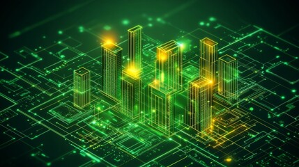 High Contrast Illustration of Sustainable Data Centers