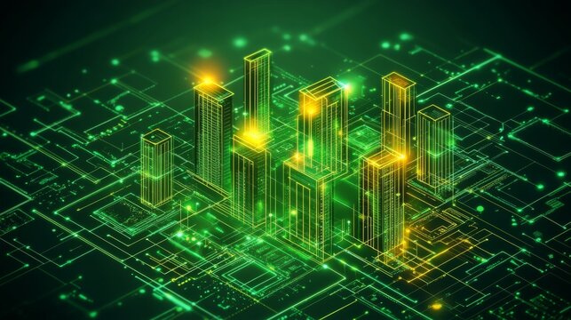 High Contrast Illustration of Sustainable Data Centers
