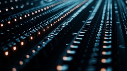 High Contrast Technology Server Close-Up Perspective