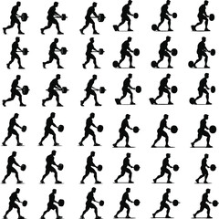 Naklejka premium silhouettes of people, silhouettes of people doing fitness, ,set of silhouettes of people