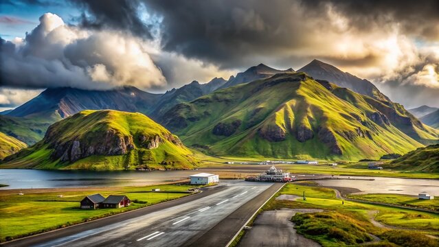 Unalaska Airport: Dramatic Alaskan Landscape, Runway & Volcanic Peaks
