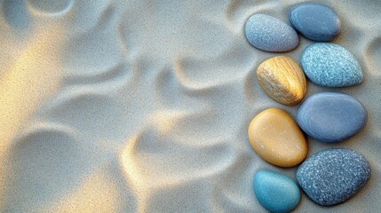 Obraz premium Smooth pastel stones on sand.