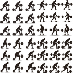 body builder man vector illustration, Strength Training Workout, Fitness Exercise Icon, gym icon set, 