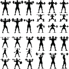 Weightlifter Sport Silhouettes, art vector design, Weightlifter Barbell Curl Silhouette Vector Illustration, Strength Training Workout, Fitness Exercise Icon