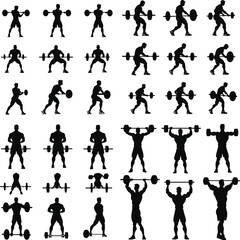 Weightlifter Sport Silhouettes, art vector design, Weightlifter Barbell Curl Silhouette Vector Illustration, Strength Training Workout, Fitness Exercise Icon