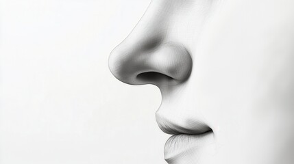 nose on a white background. macro
