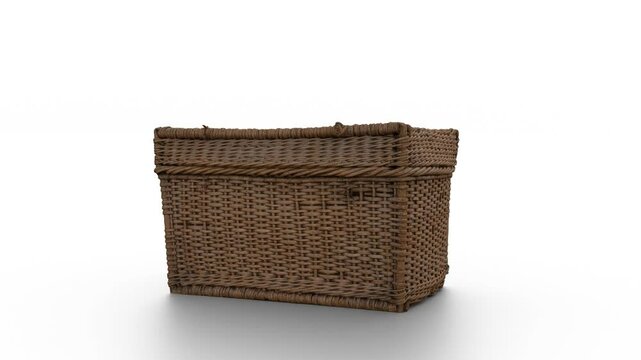 wicker crate on white background