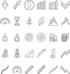 Fototapeta premium Growth, Decline, Trends, Charts, Arrows, Icons, Progress, Time, Data, Visuals