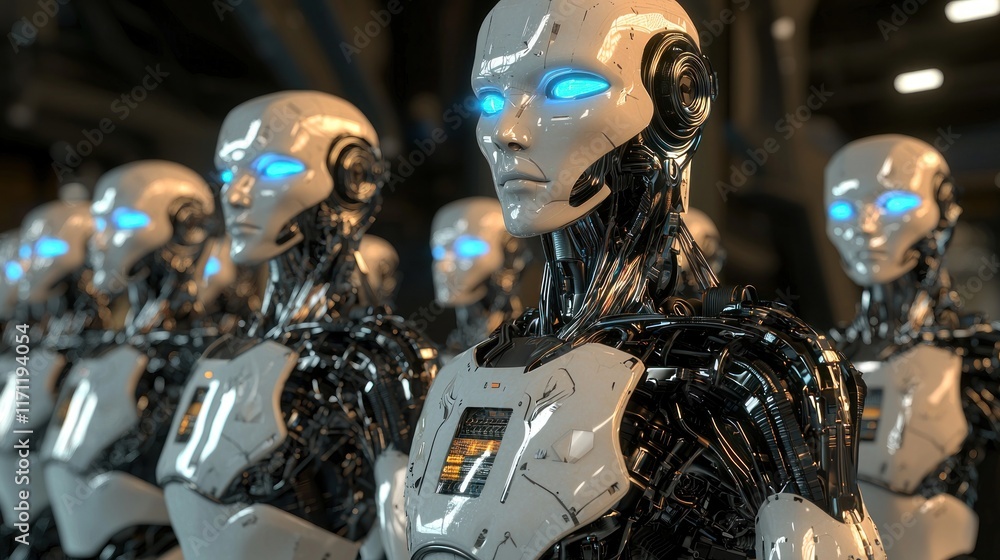 Poster army of advanced humanoid robots: a glimpse into the future of technology