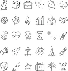 Business Startup Icons Strategy, Innovation, Growth, and Success