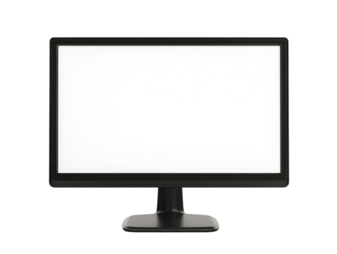 Empty computer screen in a minimal workspace setup
