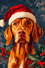 puppy with a christmas hat