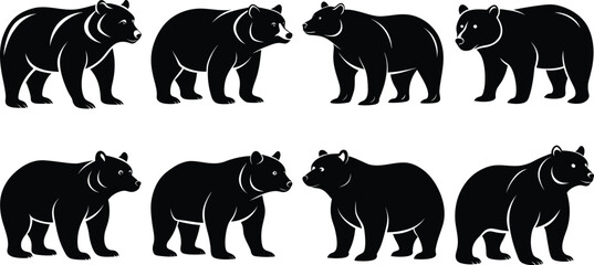 Silhouette bear illustration isolated on white background design vector

