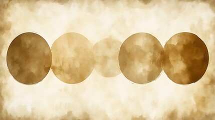 Abstract sepia circles on cloudy background.