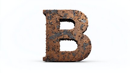 Fototapeta premium Rustic Metallic Letter B with Grunge Texture