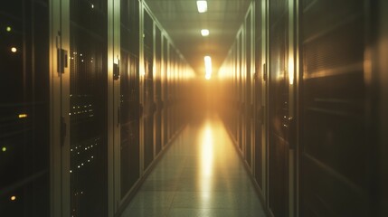 Serene Server Room with Soft Light and Neural Networks