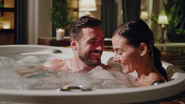 Close-Up Serenity: Couple in Hot Tub