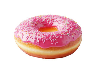 Delicious pink frosted donut with sprinkles