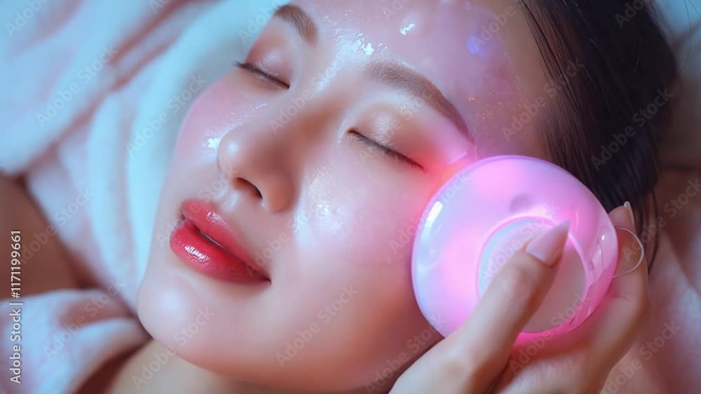 Poster this relaxation session using advanced skin care technology for a glowing complexion and wellness.