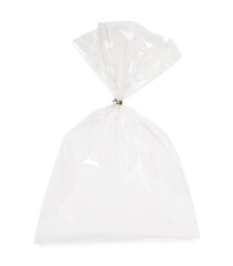 One empty plastic bag isolated on white